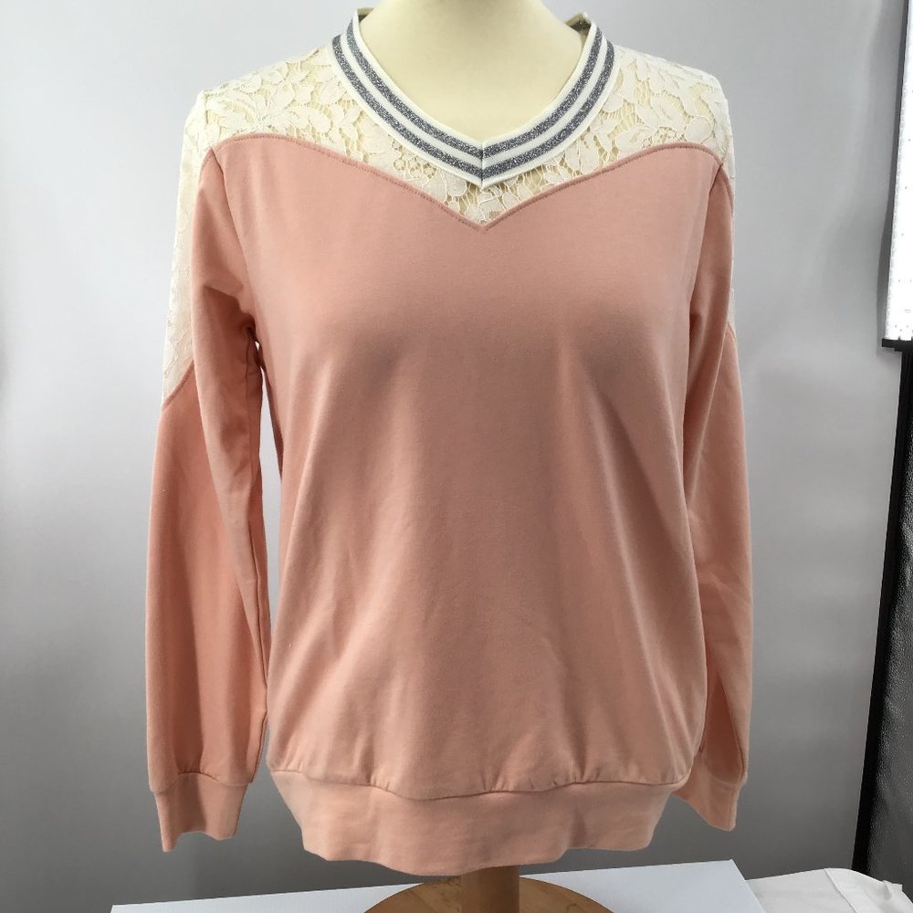 La Bellum Hillary Scott Light orange Jersey with Lace Neckline, Medium
